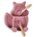 Nourriture sans Bpa Nourriture divisée pour enfants avec cuillère et fourchette Dîner Dîner Ensemble d&#39;aspiration pour tout-petits Assiettes en silicone pour bébé